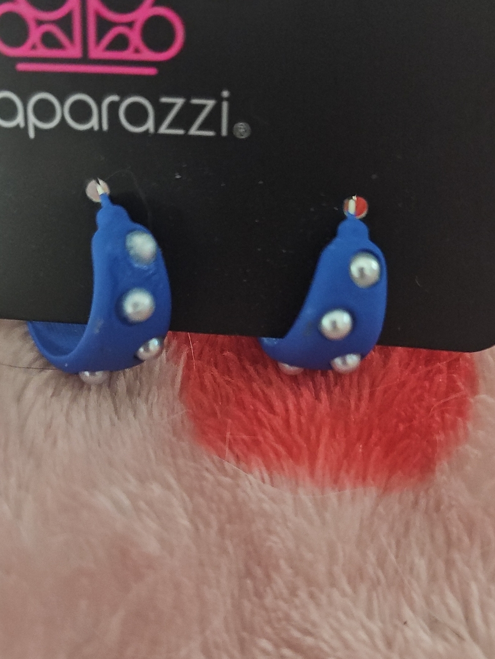 paparazzi Blue Hoop Earrings with Silver Studs -